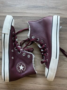 Converse High Top Sneakers - Burgundy and White